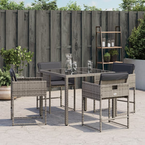 Sedie da Giardino con Cuscini 4pz Grigio in Polyrattan 365002