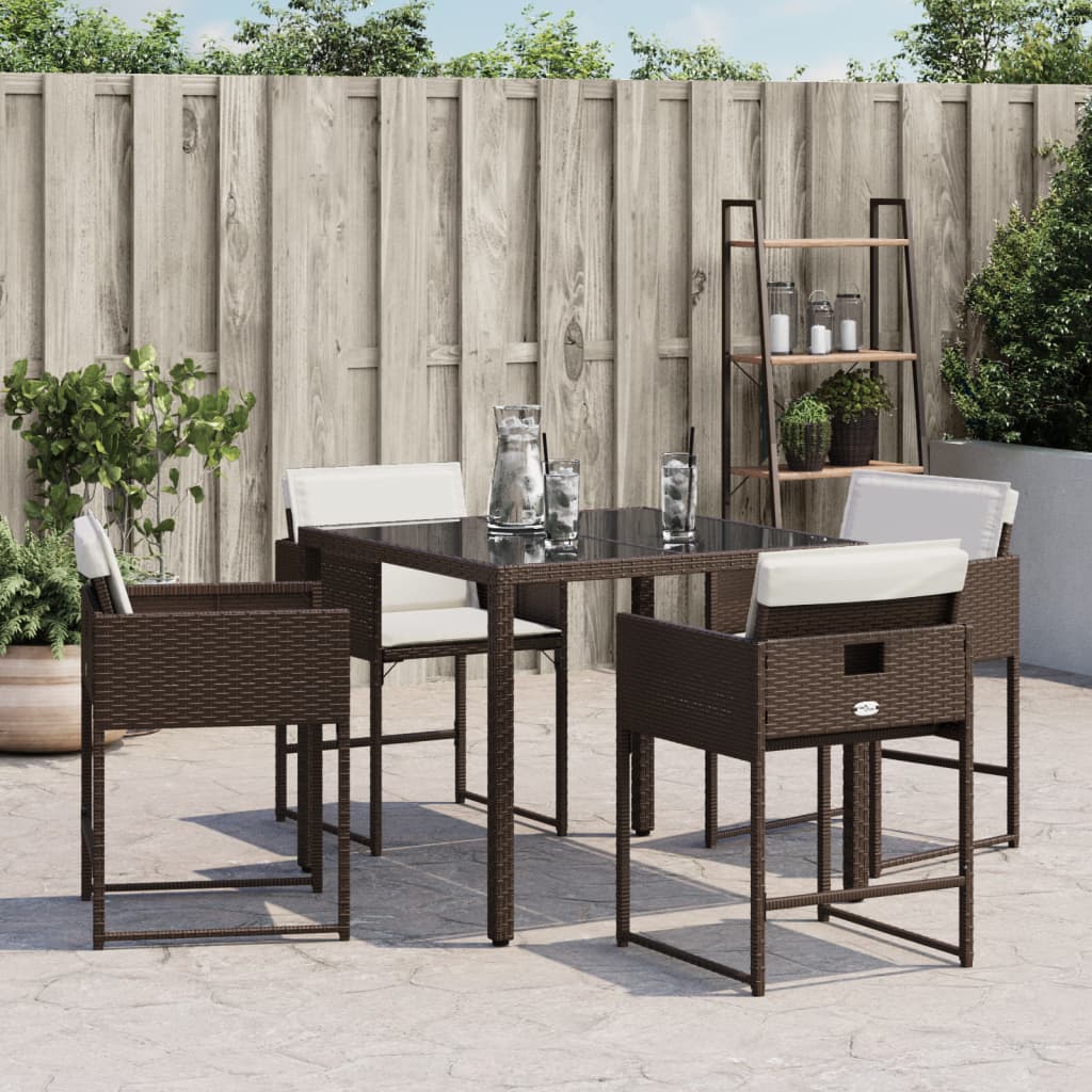 Sedie da Giardino con Cuscini 4 pz Marroni in Polyrattan 365003