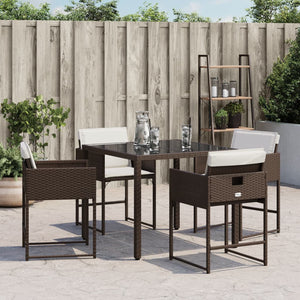 Sedie da Giardino con Cuscini 4 pz Marroni in Polyrattan 365003