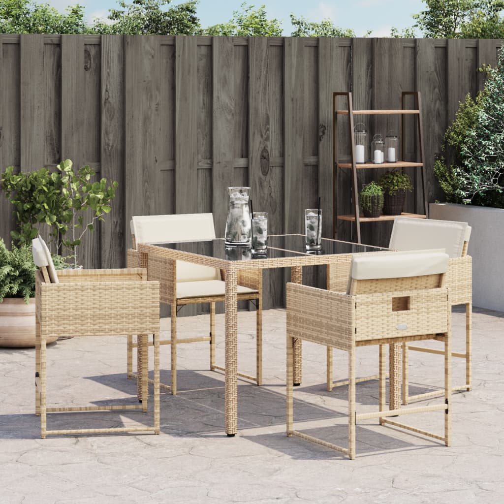 Sedie da Giardino con Cuscini 4 pz Beige in Polyrattan 365004