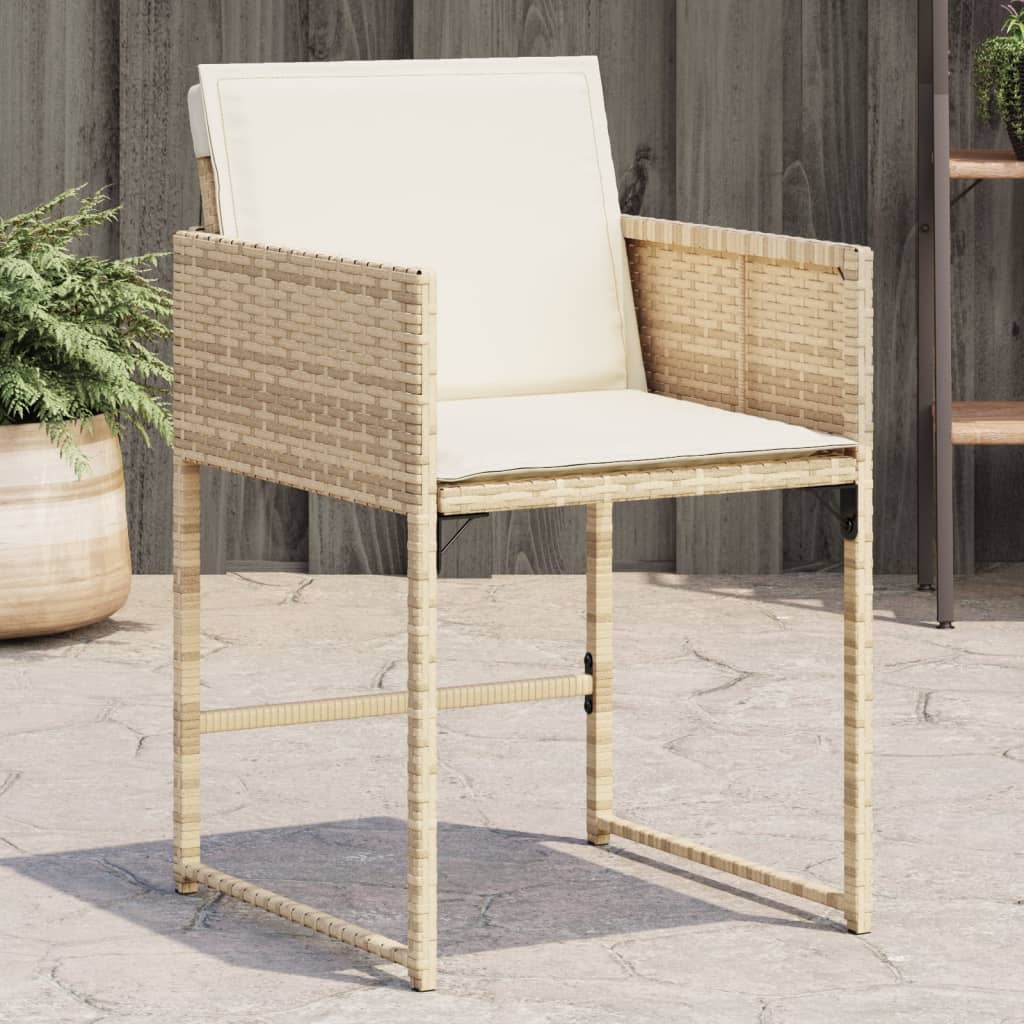 vidaXL Sedie da Giardino con Cuscini 4 pz Beige in Polyrattan