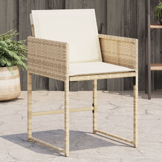 vidaXL Sedie da Giardino con Cuscini 4 pz Beige in Polyrattan