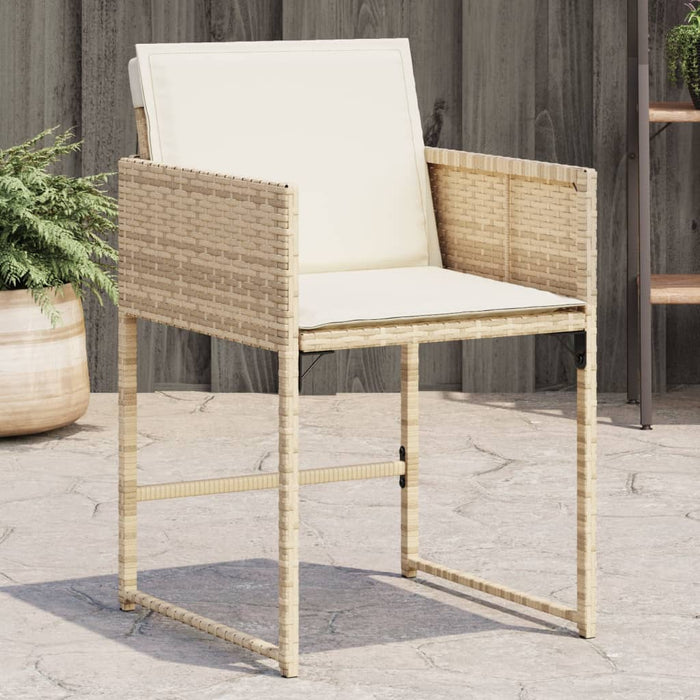 vidaXL Sedie da Giardino con Cuscini 4 pz Beige in Polyrattan