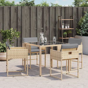Sedie da Giardino con Cuscini 4 pz Beige Misto in Polyrattan 365006