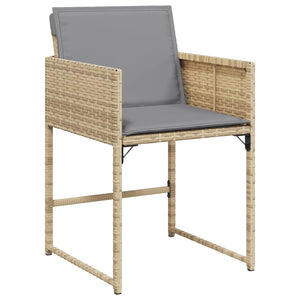 Sedie da Giardino con Cuscini 4 pz Beige Misto in Polyrattan 365006
