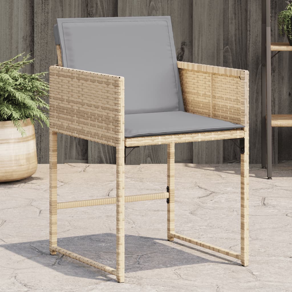 Sedie da Giardino con Cuscini 4 pz Beige Misto in Polyrattan 365006