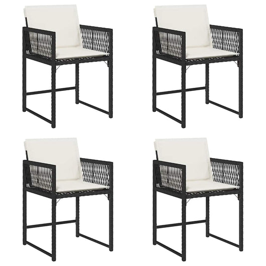 vidaXL Sedie da Giardino con Cuscini 4 pz Nere in Polyrattan