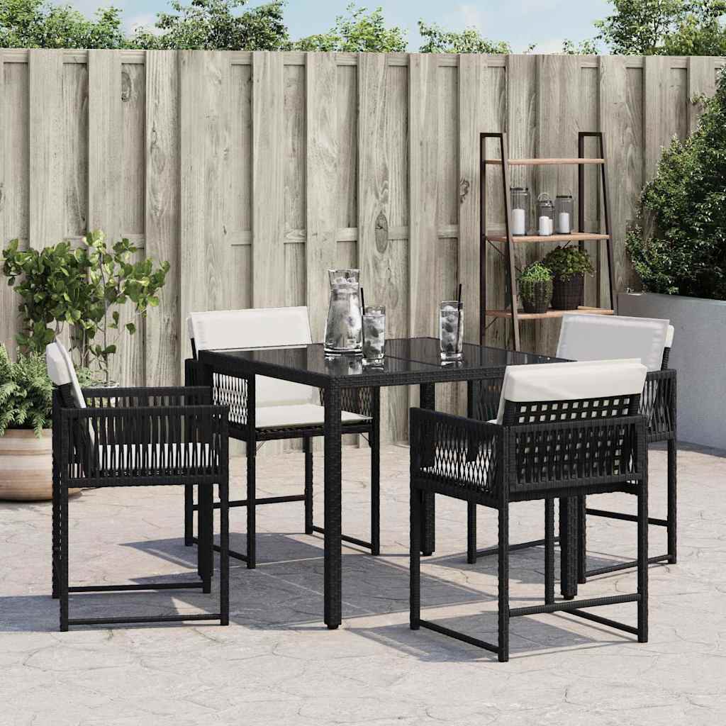 Sedie da Giardino con Cuscini 4 pz Nere in Polyrattan 365017