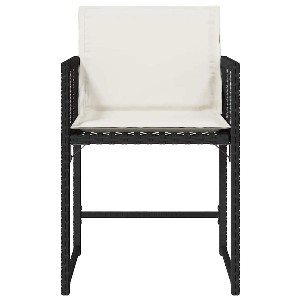 Sedie da Giardino con Cuscini 4 pz Nere in Polyrattan 365017