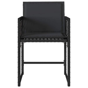 Sedie da Giardino con Cuscini 4 pz Nere in Polyrattan