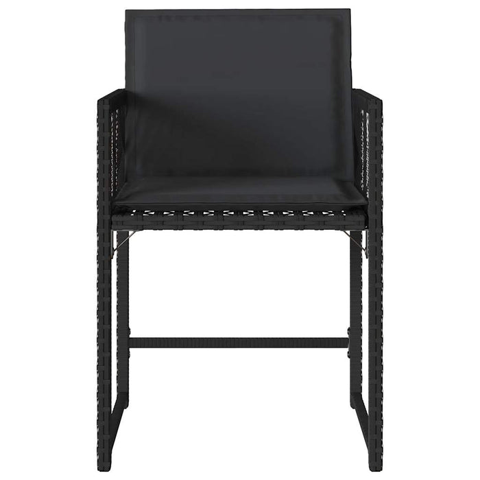 Sedie da Giardino con Cuscini 4 pz Nere in Polyrattan