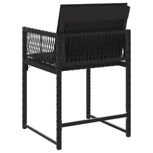 Sedie da Giardino con Cuscini 4 pz Nere in Polyrattan 365018