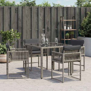 Sedie da Giardino con Cuscini 4pz Grigio in Polyrattan