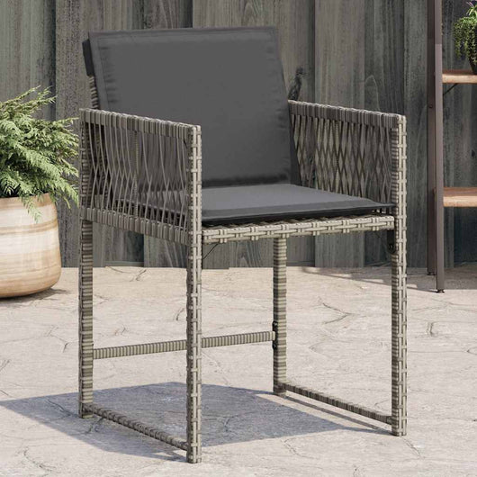 Sedie da Giardino con Cuscini 4pz Grigio in Polyrattan
