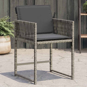 Sedie da Giardino con Cuscini 4pz Grigio in Polyrattan 365019
