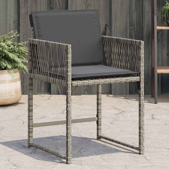 Sedie da Giardino con Cuscini 4pz Grigio in Polyrattan 365019