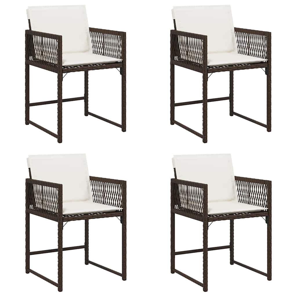 Sedie da Giardino con Cuscini 4 pz Marroni in Polyrattan 365020