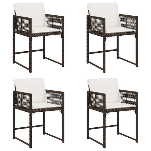 Sedie da Giardino con Cuscini 4 pz Marroni in Polyrattan 365020