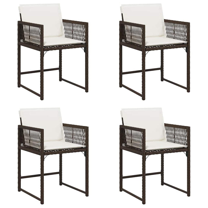 Sedie da Giardino con Cuscini 4 pz Marroni in Polyrattan 365020