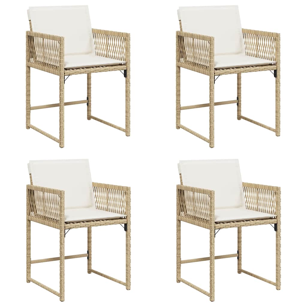 Sedie da Giardino con Cuscini 4 pz Beige in Polyrattan 365021