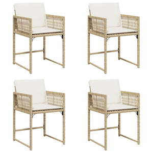 Sedie da Giardino con Cuscini 4 pz Beige in Polyrattan 365021
