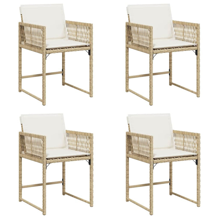 Sedie da Giardino con Cuscini 4 pz Beige in Polyrattan 365021