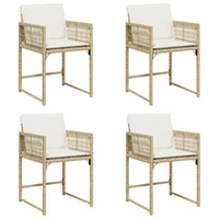 Sedie da Giardino con Cuscini 4 pz Beige in Polyrattan