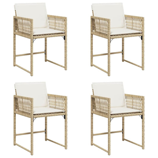 Sedie da Giardino con Cuscini 4 pz Beige in Polyrattan