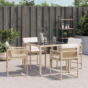 Sedie da Giardino con Cuscini 4 pz Beige in Polyrattan 365021