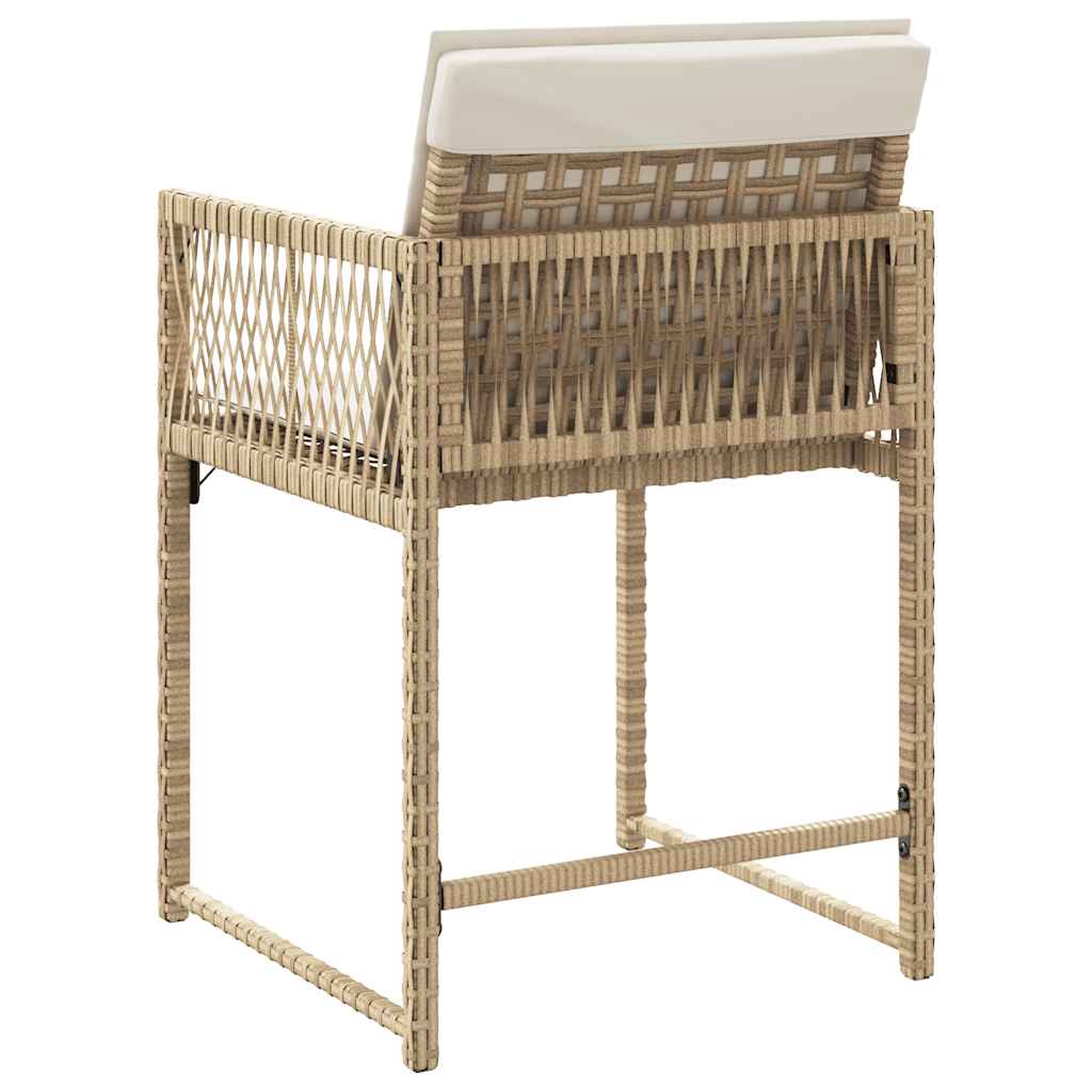 Sedie da Giardino con Cuscini 4 pz Beige in Polyrattan 365021