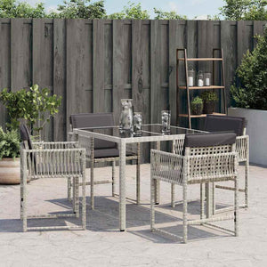 Sedie da Giardino con Cuscini 4 pz Grigio Chiaro in Polyrattan 365022