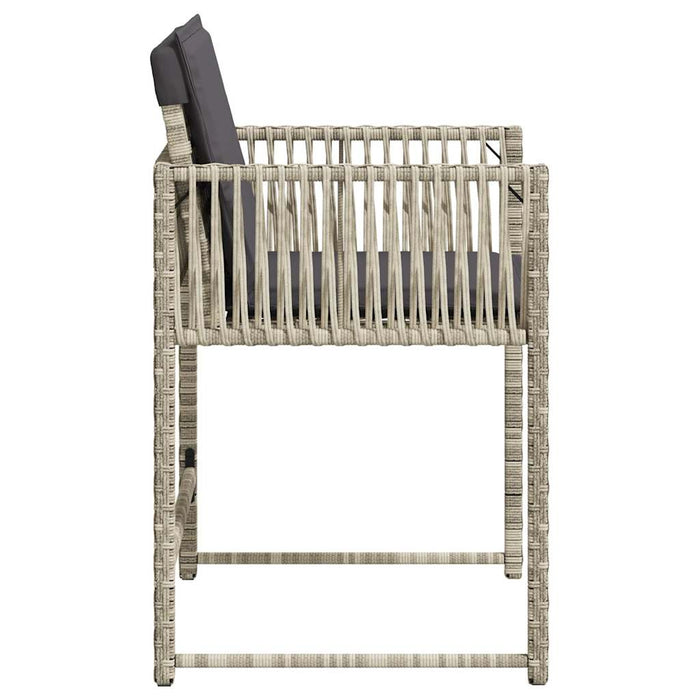 Sedie da Giardino con Cuscini 4 pz Grigio Chiaro in Polyrattan 365022