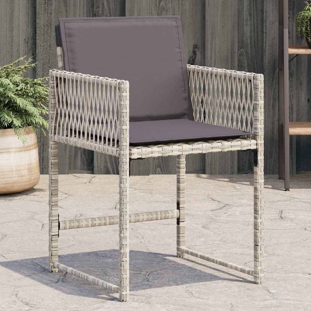 Sedie da Giardino con Cuscini 4 pz Grigio Chiaro in Polyrattan 365022
