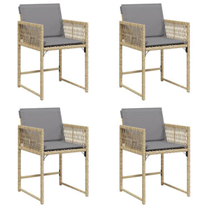 Sedie da Giardino con Cuscini 4 pz Beige Misto in Polyrattan 365023