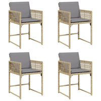 Sedie da Giardino con Cuscini 4 pz Beige Misto in Polyrattan