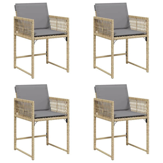 Sedie da Giardino con Cuscini 4 pz Beige Misto in Polyrattan