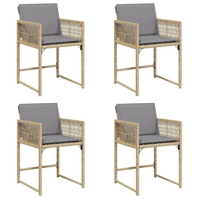 Sedie da Giardino con Cuscini 4 pz Beige Misto in Polyrattan