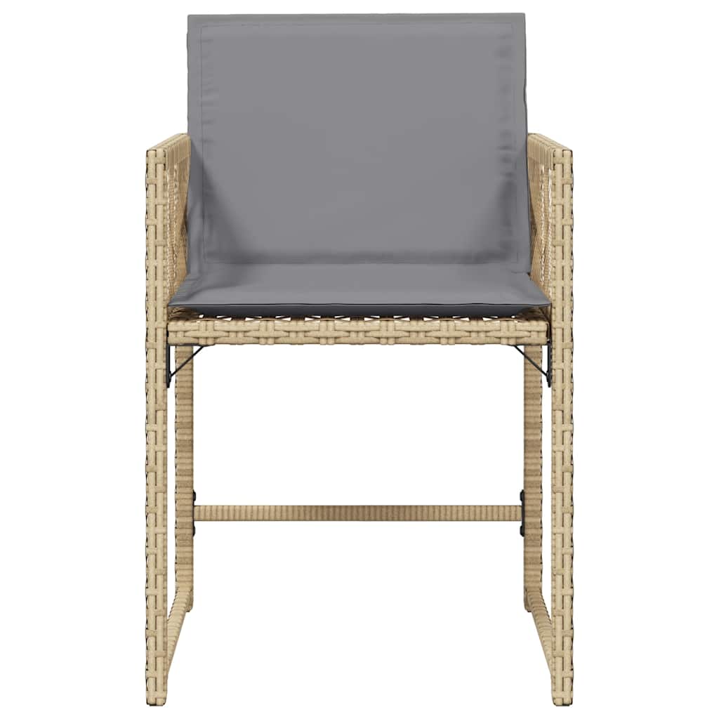 Sedie da Giardino con Cuscini 4 pz Beige Misto in Polyrattan 365023