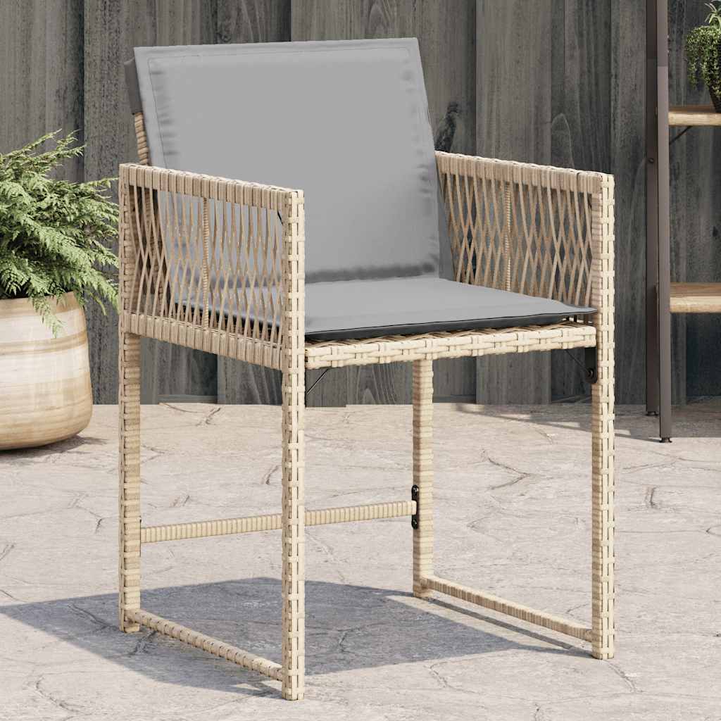 Sedie da Giardino con Cuscini 4 pz Beige Misto in Polyrattan