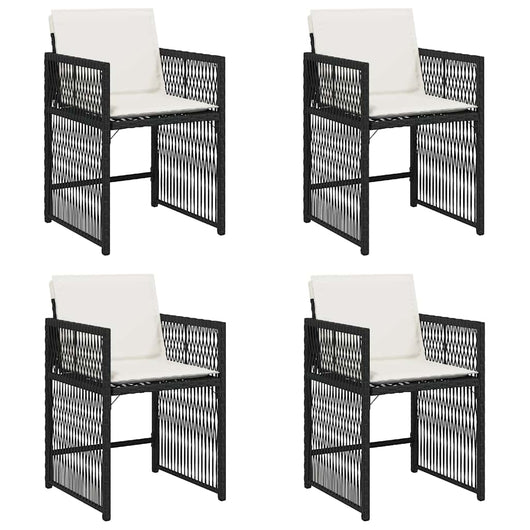 vidaXL Sedie da Giardino con Cuscini 4 pz Nere in Polyrattan