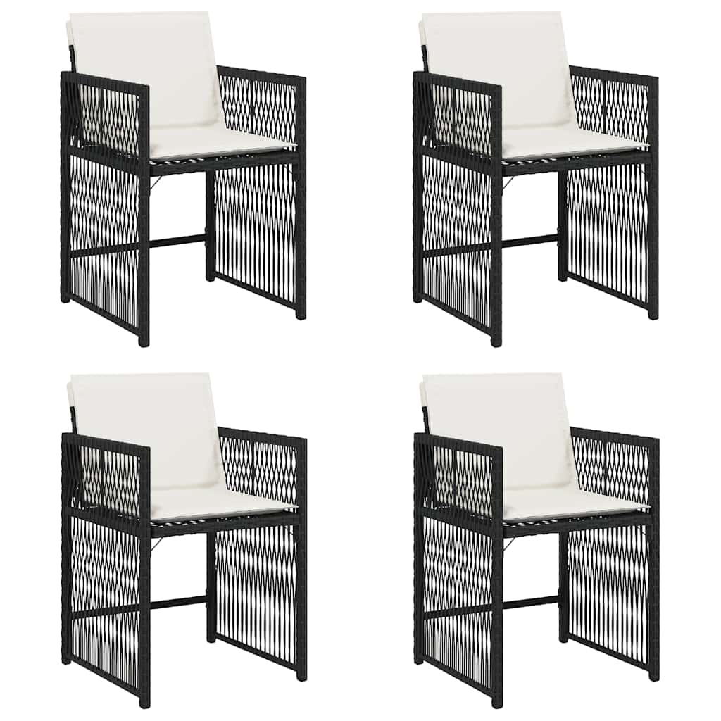 Sedie da Giardino con Cuscini 4 pz Nere in Polyrattan 365034