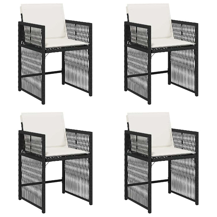 Sedie da Giardino con Cuscini 4 pz Nere in Polyrattan 365034
