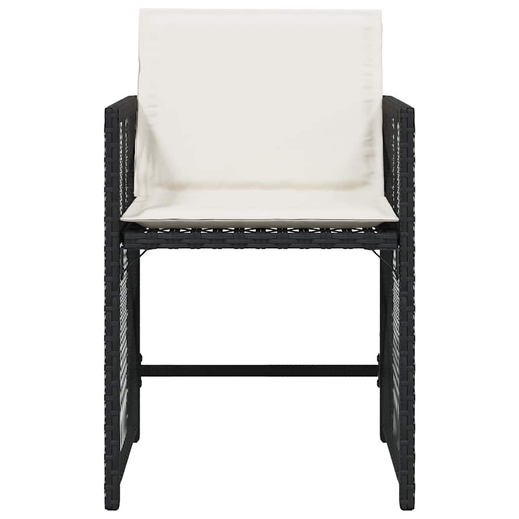 Sedie da Giardino con Cuscini 4 pz Nere in Polyrattan 365034