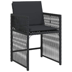 Sedie da Giardino con Cuscini 4 pz Nere in Polyrattan