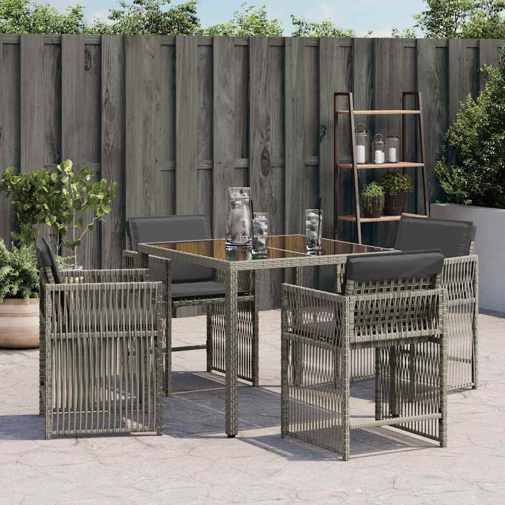 vidaXL Sedie da Giardino con Cuscini 4pz Grigio in Polyrattan