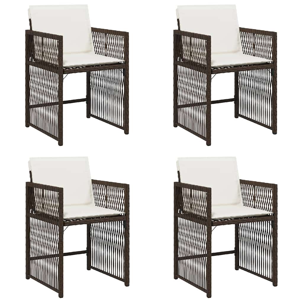 Sedie da Giardino con Cuscini 4 pz Marroni in Polyrattan