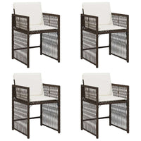 Sedie da Giardino con Cuscini 4 pz Marroni in Polyrattan
