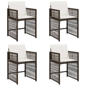 Sedie da Giardino con Cuscini 4 pz Marroni in Polyrattan