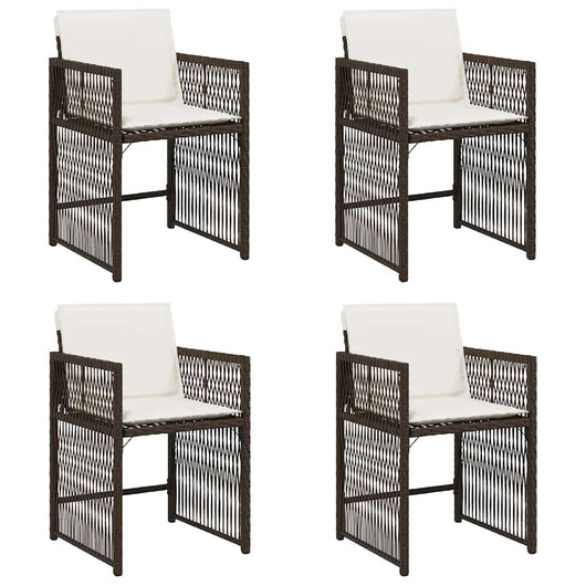Sedie da Giardino con Cuscini 4 pz Marroni in Polyrattan