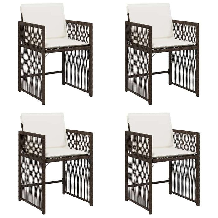 Sedie da Giardino con Cuscini 4 pz Marroni in Polyrattan